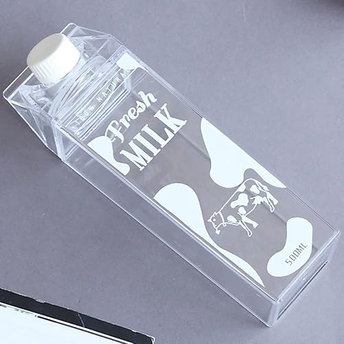 Miniatura 4 de Botella de agua de cartón de leche de 17 onzas16.9 fl oz, caja de leche de plástico, sin BPA, reutilizable, con forma de cartón, botella de agua con
