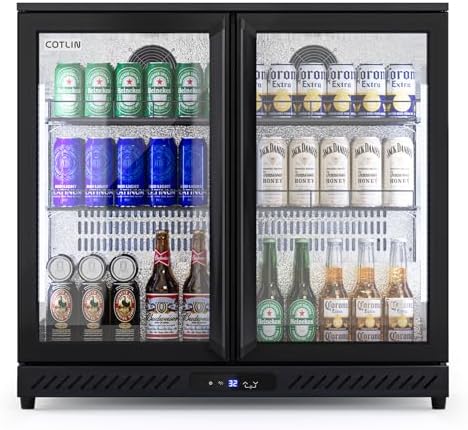 COTLIN 36 Inch Back Bar Cooler, Under Counter Beverage Refrigerator with LOW-E Glass, Free Standing Beverage Fridge, Adjustable Shelves, Drink Fridge for Beer, Wine, Soda, ETL and NSF Approved