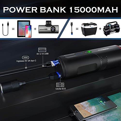 Avviatore Auto Emergenza 1200A 13200mAh - Per Auto 12V Benzina/Diesel, Torcia LED, USB QC 3.0 - Foto 12