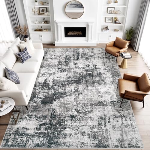 Washable Abstract Watercolor Living Rug