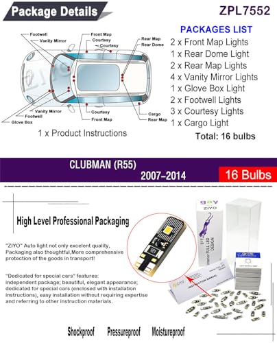 Kit de luces LED interiores para MINI COOPER 2001-2016 miniatura 2