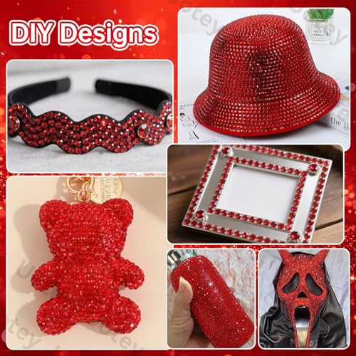 Image of 16000 Pcs Resin Rhinestones for Crafting, Flatback Red Gems Jelly Rhinestones, Mixed Sizes Red Bedazzling Crystal with Pickup Tool for DIY Crafts Clothing Tumblers Mugs Shoes Fabric Nail Art