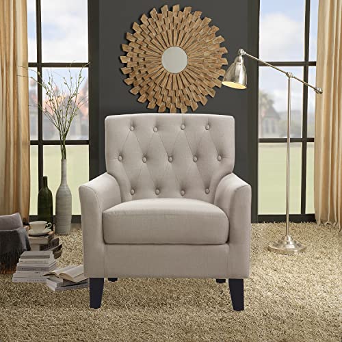 Rosevera Vivian Rosevara Furniture Reading Small Arm Living Room Comfy Accent Bedroom Chairs, Beige #TOP22