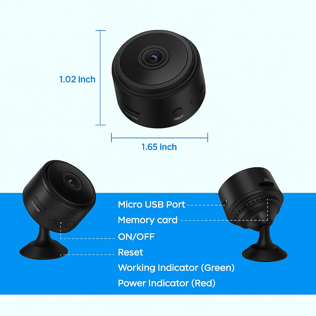 Mini Wi-Fi Full HD 720P-1080P Wireless Magnet Camera Motion Camera Audio and Video Live with Wireless Recorded Magnet Cam with Light Vision and Motion Detection (Magnet) - Image 2 thumbnail
