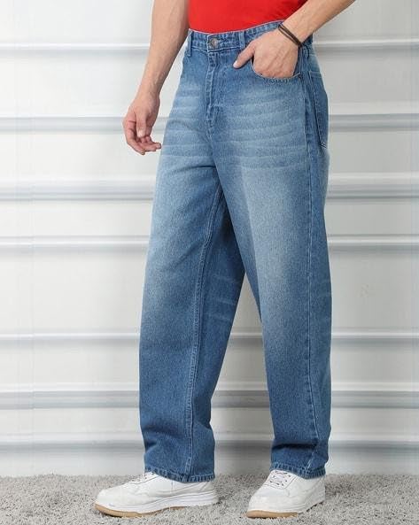 Image of M Q Denim Men's Straight Fit Jeans | Mid Wash Whisker Spray | Comfortable Cotton Denim for Daily & Casual Wear