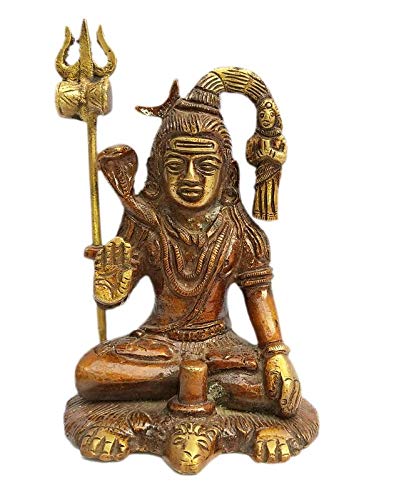 Laxman Art Vintage Lord Shiva Brass Statue Figurine Hindu God Blessing for Home Décor Idol Showpiece