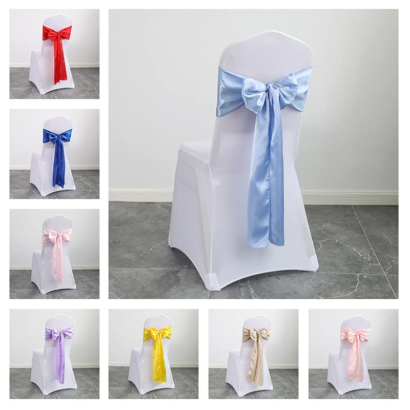 10 pezzi Coprisedie Coprisedie Arco nuziale Decorazione Nodi Eventi Forniture matrimoniali Banchetto Decorazione posteriore Fiocco floreale Nastro Cintura in raso-,10 pezzi