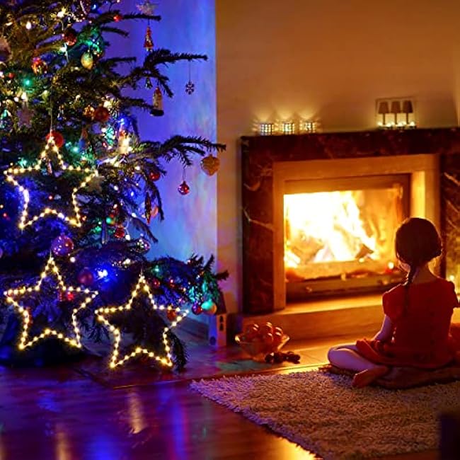 MAOYUE Window Lights 3 Pack Christmas Window Star Lights with Timer Battery Operated Christmas Decorations 8 Lighting Modes with 3 Remote Controls for Outdoor, Indoor, Porch, Party, Warm White