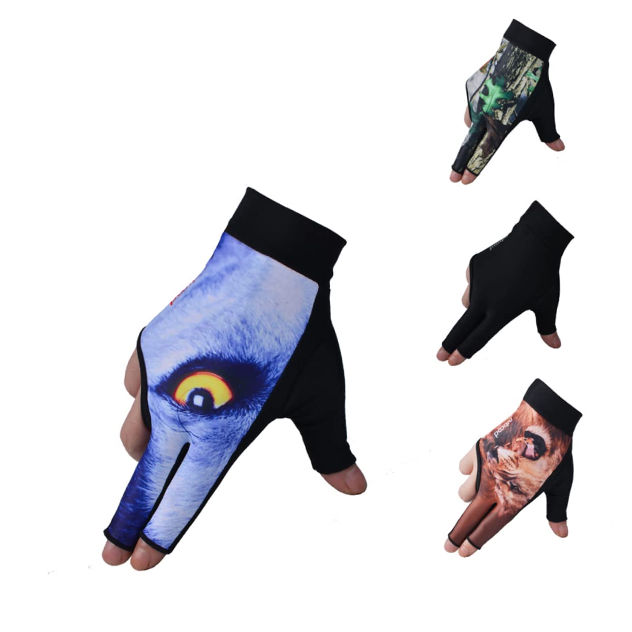 GOOHOCHY Pool Gloves Billiards Snooker Three Finger Gloves Cue Glove Sturdy Comfortable Breathable Fit for Men Women Size