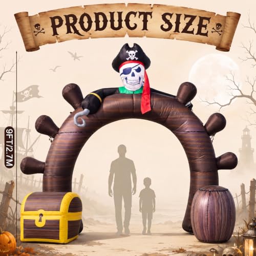 Image of Shappy 9FT Halloween Inflatable Outdoor Decorations Pirate Ship Arch