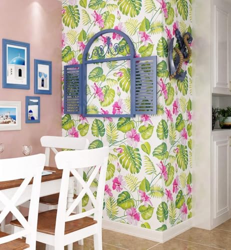 Image of ELTON Waterproof Peel and Stick Floral Wallpaper, Self-Adhesive Vinyl Wall Covering for Bedroom, Living Room Bathroom Cabinet, Countertop (45 x 600 cms, Garden Bloom)