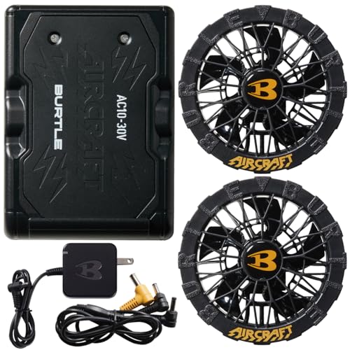[エアークラフト] BURTLE バートル 30V AC10 AC10-2 セット 2026年モデル 空調作業服用 長袖ブルゾン 半袖ブルゾン等対応 暑さ対策 アウトドア スポーツ観戦 夏フェス (マットブラック×ブラック)