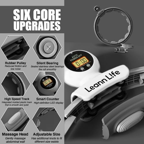 Leann L!fe U5 – 16 nós com contador, argola de hula pesada inteligente silenciosa U5 para adultos pe
