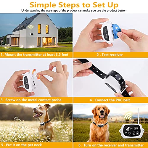 Hexieden Wireless Dog Fence,Outside Stubborn Dog Boundary Fence System,Electric Pet Dogs Containment System,Adjustable Range Up To 1640Ft,With Ip67 Waterproof Training Collar,For 1 2 3 Dogs,For3Dogs #TOP6