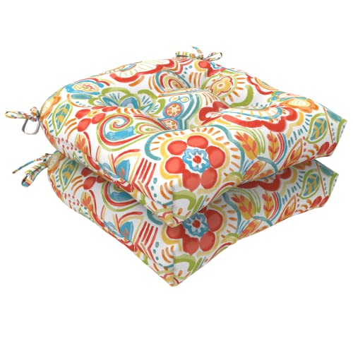 Lvtxiii Outdoor Seat Cushions Seasonal Tufted Chair Cushions, Patio Chair Pads For Dining Chairs, Office Armchairs And Garden Furniture Decoration (Round Back, 19”X19”X5”, Red Flower, 2 Pack) #TOP19