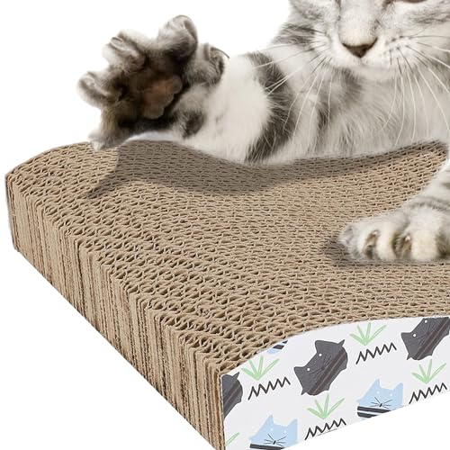 OMATSBEH 4 Pack Cat Scratcher Pad - Cardboard Scratch Boards for Indoor Cats (4 Pack Grey) - Image 7