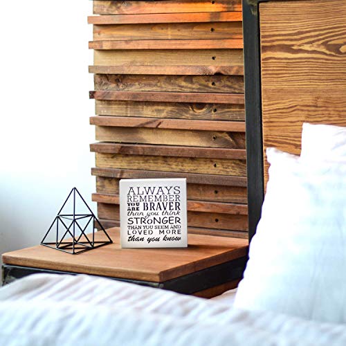 Kauza Always Remember You Are Braver Than You Think - Inspirational Gifts Positive Wall Plaque Pallet Saying Quotes For Birthday - Presents For Mom Sister Grandma 5.5 X 5.5 Inch #TOP7