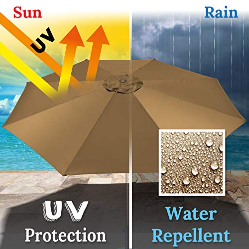Benefitusa Umbrella Cover Canopy 11.5Ft 8 Rib Patio Replacement Top Outdoor-Tan #TOP5