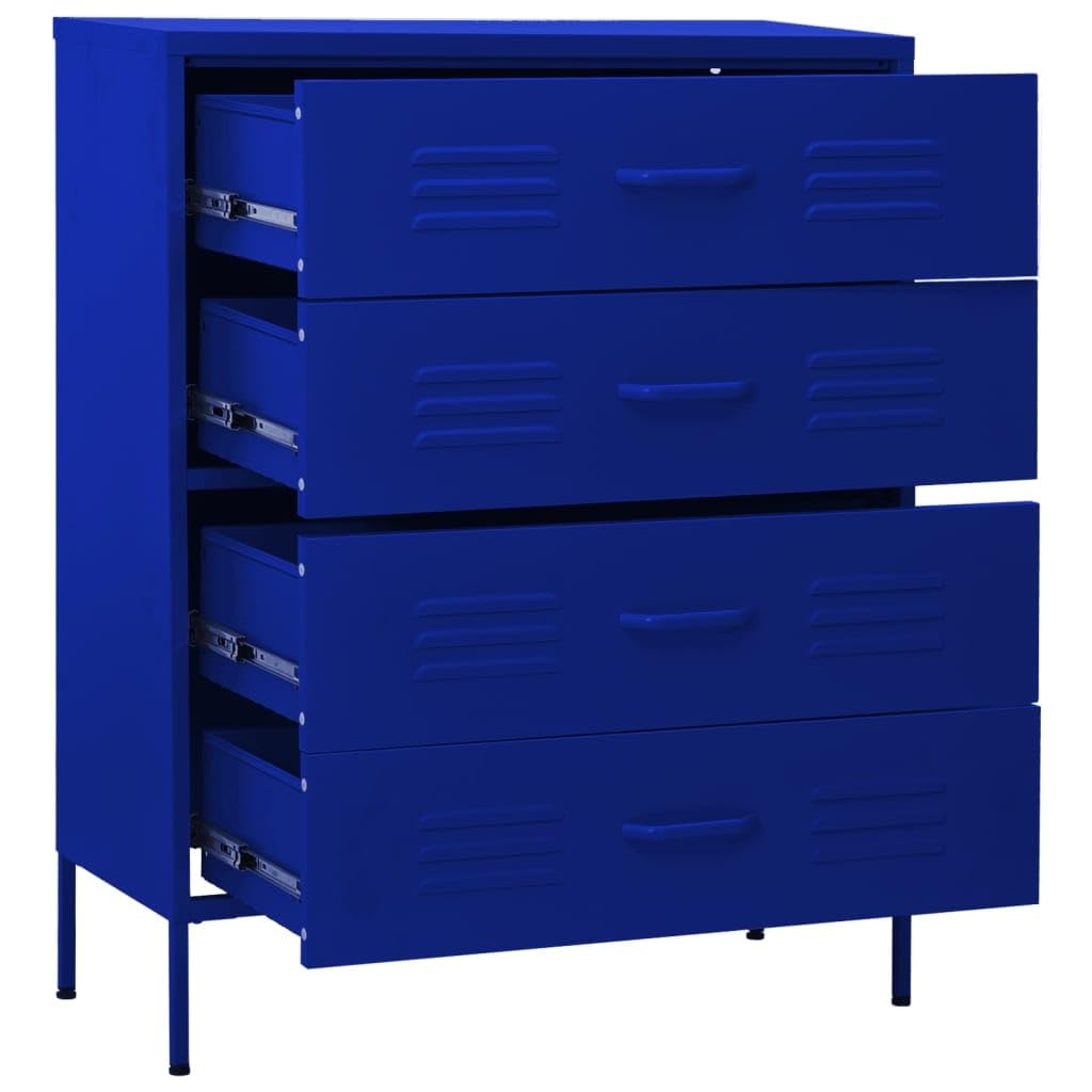 vidaXL Komoda z szufladami granatowa 80 cm x 35 cm x 100 cm stal