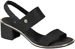 Sandália Salto Bloco Feminino Salto Baixo 8379.221 Preto Tamanho Único