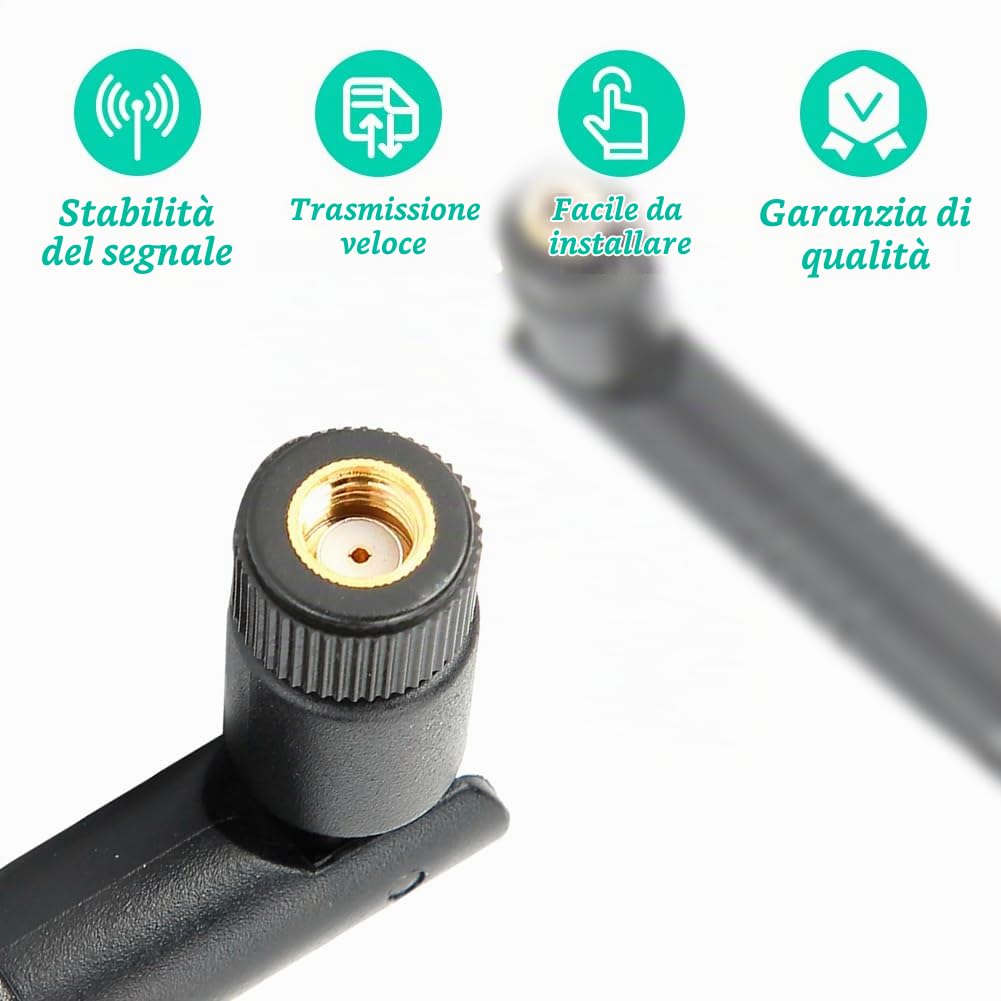 Antenna Wifi ad Alto Guadagno, 12DBi 2.4GHz 5GHz Booster Direzionale Guadagno Wireless RP SMA Doppia Banda Modem Router Lungo Raggio per Dispositivi ai Rete Telecamere Sicurezza PC Estensore Internet