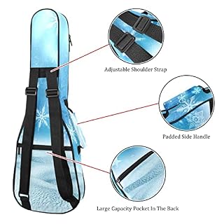 Housse pour ukulélé de Noël Flocons de neige Bleu neige 10 mm Rembourrage épais 53,3 cm Sac de transport avec sangles… - Les Beatles, Paul McCartney, John Lennon, RIngo Starr, George Harrison Housse pour ukulélé de Noël Flocons de neige Bleu neige 10 mm Rembourrage épais 53,3 cm Sac de transport avec sangles… – Image 3