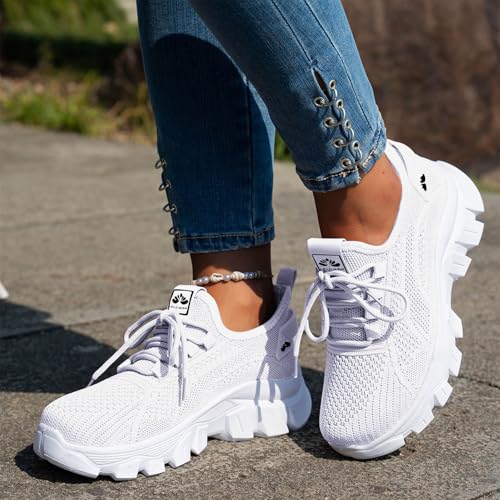Wide Toe Box Sneakers Women Slip On Walking Shoes Casual Lace Up Mesh Sneaker Lightweight Comfy Breathable Tennis Running Shoes Womens Non-Slip Gym Workout Athletic Jogging Trainers3