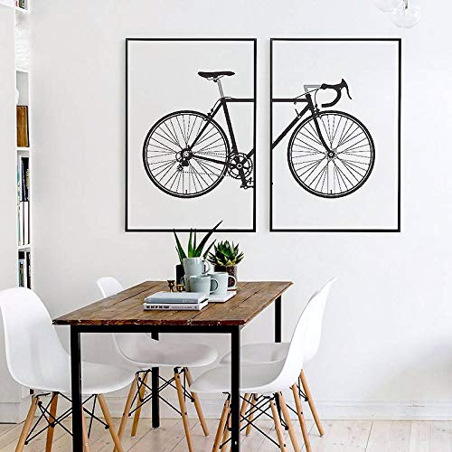 Peinture vélo noir et blanc affiche nordique dsdsgog impression toile décoration maison 60x90cm