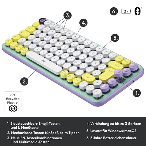 Logitech POP Keys Mechanische kabellose Tastatur – Ansicht 6