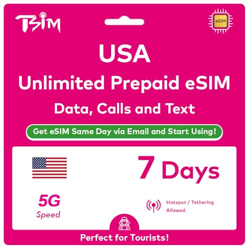 eSIM USA 7 jours internet illimité et appels T-Mobile pour voyage aux États-Unis