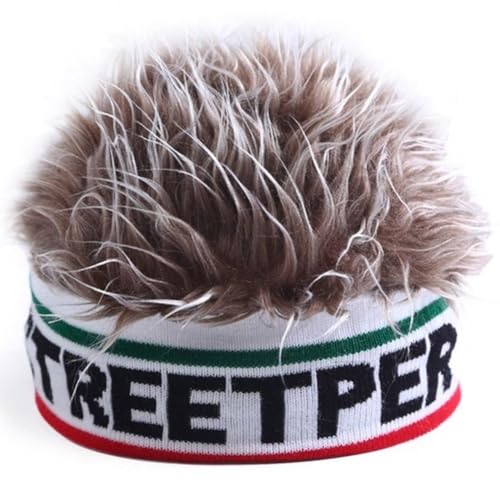 Beanie Wig Hat Knitted Elastic Beanies Hat Funny Wig Cap Hair Integrated Headwear Children Hip Hop Letter Spiked Hair Cap