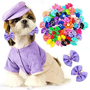 50pcs Pet Small Dog Hair Bows, Bulk Solid Color Puppy Dog Hair Bows with Rubber Bands, Mix Handmade Yorkie Dog Bows with Rhinestone for Doggie Cat Bunny Hair Grooming Accessories 50pcs Pet Small Dog Hair Bows, Bulk Solid Color Puppy Dog Hair Bows with Rubber Bands, Mix Handmade Yorkie Dog Bows with Rhinestone for Doggie Cat Bunny Hair Grooming Accessories