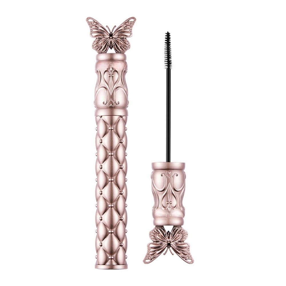 Waterproof Mascara - Small Brush for Short & Lower Lashes, Black Mascara with Butterfly-Design Case, Volumizing Black Formula with Long-Lasting Curling Effect | No Clumping (1 Pcs)