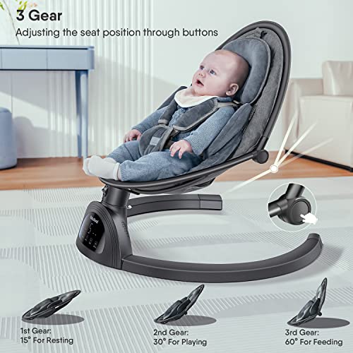 Baby Swings For Infants, Babybond Bluetooth Infant Swing With Music Speaker With 3 Seat Positions, 5 Point Harness Belt, 5 Speeds And Remote Control - Portable Baby Swing For Indoor And Outdoor #TOP4
