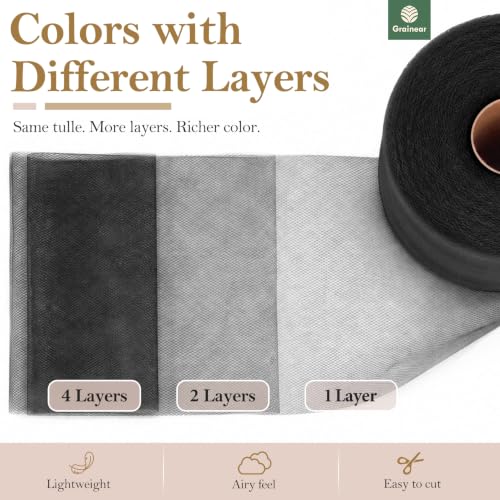 Image of Black Tulle Fabric Roll 6 Inch x 100 Yards Tulle Ribbon