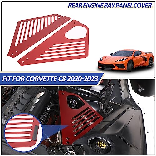 Image of Daeiclru Engine Bay Panel Cover Compatible with Chevrolet Corvette C8 2020-2023, Aluminium Engine Protector Splash Shield, Left Right Engine Case Guards (Style B - Red)