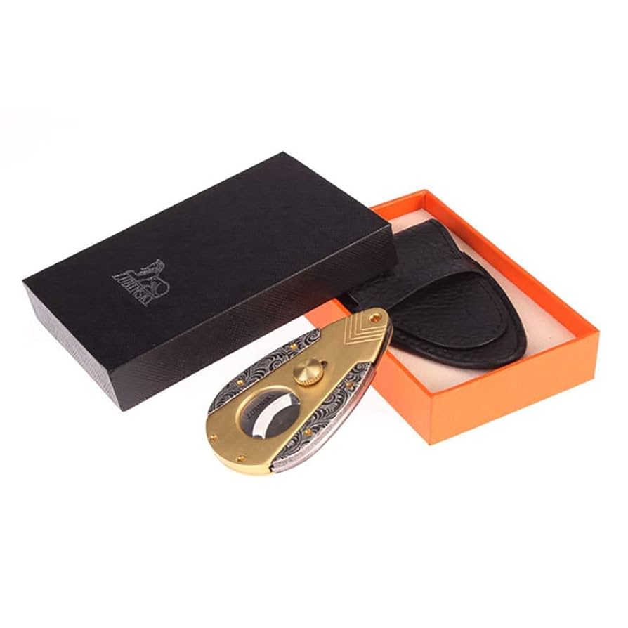 Amazon｜レザーコート付きシガーカッターステンレススチール