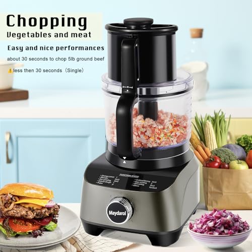 Image of 14 Cup Large Food Processor, XL Bowl, Large Chute for Blending, Mixing, Shredding, and Slicing, Meat and Vegetable Chopping, Doughing, All in One for kitchen,4 Speeds, 600W