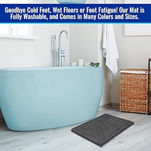 MAYSHINE Non Slip Bathroom Rug Shag Shower Mat(17x24 Inches) Machine Washable Bath Mats with Water Absorbent Soft Microfibers of Dark Gray MAYSHINE Non Slip Bathroom Rug Shag Shower Mat(17x24 Inches) Machine Washable Bath Mats with Water Absorbent Soft Microfibers of Dark Gray