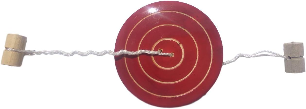 SimpleDays Wooden Spinner Toy, Whirling buttonspinner Fun Toy - Multi Color
