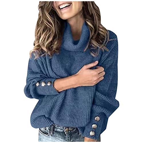 AODONG Pullover Sweaters for Women Fall Gibobby Womens Turtleneck Oversized Sweaters Batwing Long Sleeve Pullover Loose Chunky Knit Jumper