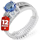 Ring Adjuster for Loose Rings - 12 Pack, 2 Sizes - Ring Size Reducer, Guard, Holder - Spiral Silicone Tightener Set with Polishing Cloth