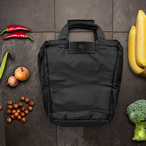 achilles Einkaufswagentasche faltbar mit Kühleinsatz, Kühltasche, Einkaufstasche für alle gängigen Einkaufswagen, Tasche für den Einkaufswagen, Einhängetasche, Schwarz, 54x35x39 cm