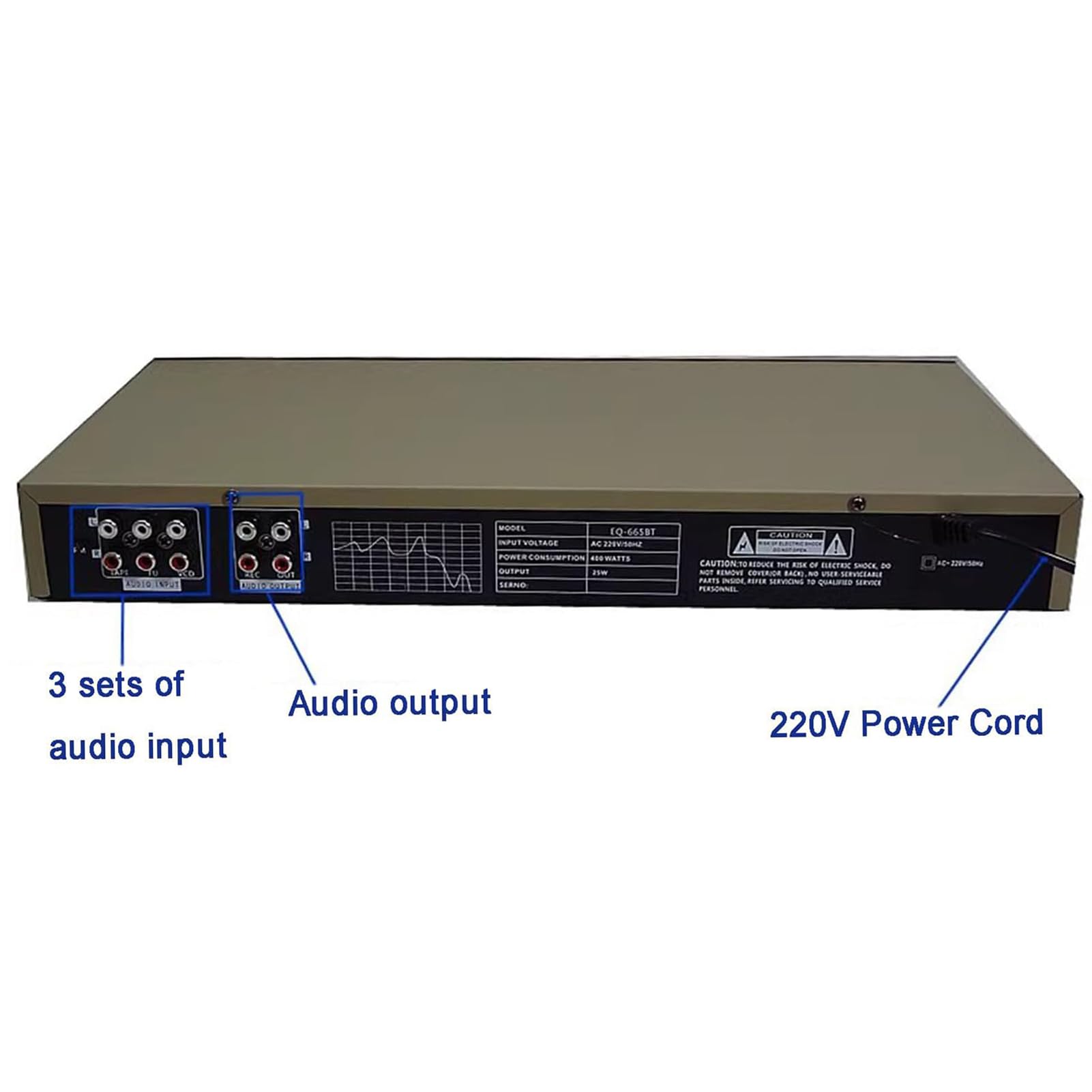 Equalizzatore grafico digitale con telecomando, sintonizzazione audio a 20 bande, display a spettro LED, riduzione del rumore per studio di registrazione e ingresso microfono dal vivo