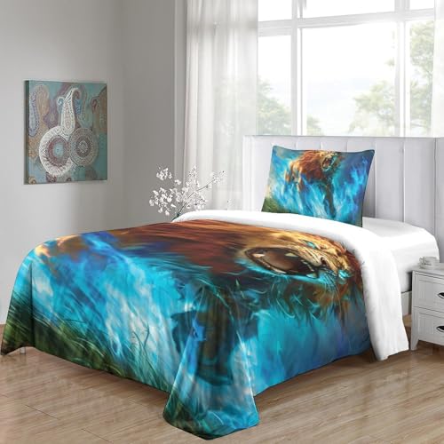 Parure de couette lion en microfibre super douce avec impression 3D haute définition