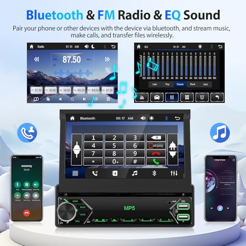 Radio para auto con pantalla táctil IPS retráctil 7" Bluetooth miniatura 3