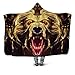 Coperta con Cappuccio in Peluche Stampata 3D Orso Arrabbiato per Adulti Bambini Gioventù Calda Coperta da Lancio in Pile Indossabile 130x150cm