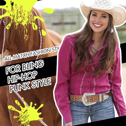 Image of Sparkly Rhinestone Diamond Sequin Studded Belt for Men & Women - Western Cowgirl Cowboy Style