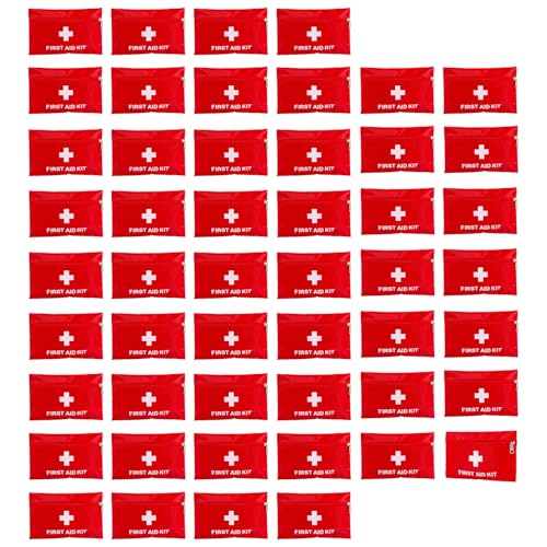 Image of First Aid Bags Empty,Mini First Aid Pouch Empty,Mini First Aid Kit Bulk,Zipper Pouches for Emergency,Travel and Outdoor (Red 50 Pack, 4.3 * 6.3 inch)