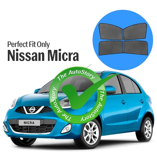 Image of AutoStory Custom Fit Black Mesh Car Sunshade for Micra | UV & Heat Protection Car Window Curtains | Privacy Car Sun Shade | Breathable Vehicle Specific Side Window Shades